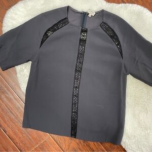 Wilfred Charcoal Top with Black Lace Detail